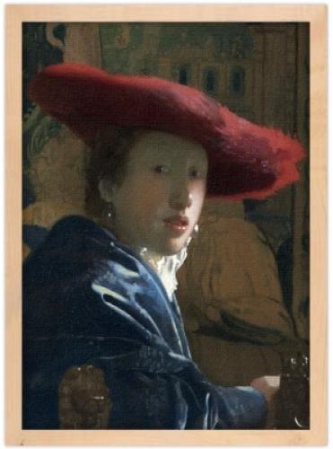 Girl with the red hat, Johannes Vermeer, Διάσημοι ζωγράφοι, 20 x 30 εκ. Ύφασμα | Mediatex® Botticelli
