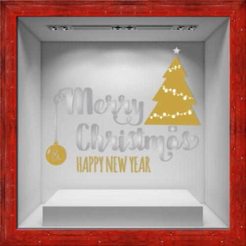 Happy New Year Tree, Χριστουγεννιάτικα, Αυτοκόλλητα βιτρίνας, 80 x 66 εκ.