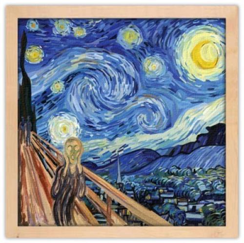 The Scream at The Starry Night, Vincent van Gogh, Διάσημοι ζωγράφοι, 40 x 40 εκ.