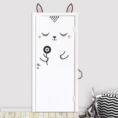 Bunny Flower, Sticker Πόρτας, Αυτοκόλλητα πόρτας, Small (50x95)