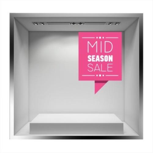 Mid Season Sale με φούξια φόντο, Εκπτωτικά, Αυτοκόλλητα βιτρίνας, 41 x 60 εκ.