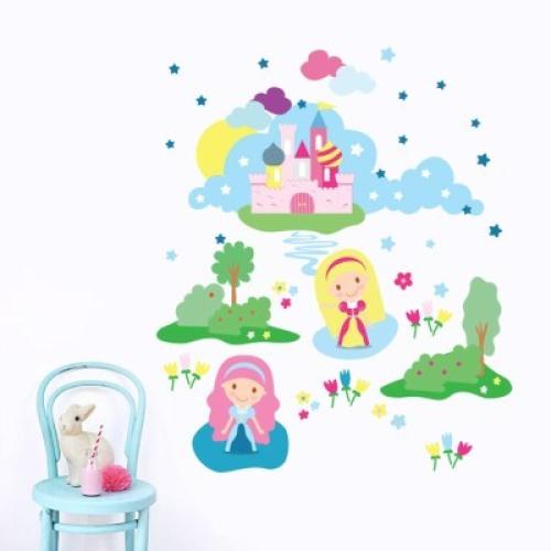 Πριγκίπισσες, Παιδικά, Αυτοκόλλητα τοίχου, 75 x 90 εκ.