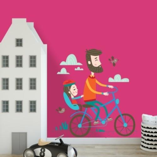 Βόλτες με ποδήλατο, Παιδικά, Αυτοκόλλητα τοίχου, 45 x 45 εκ.