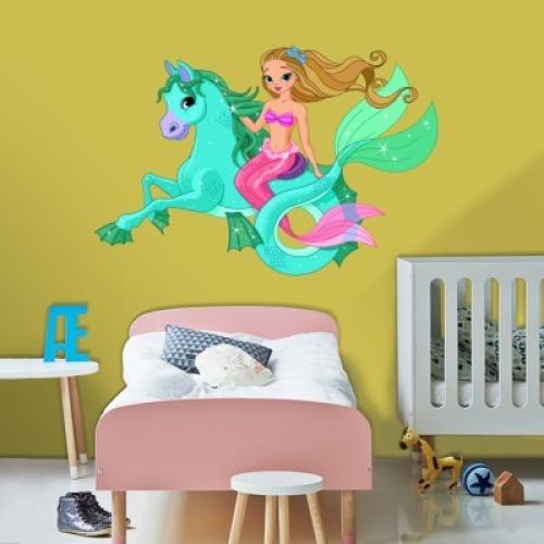 Γοργονίτσα πάνω σε μαγικό άλογο, Παιδικά, Αυτοκόλλητα τοίχου, 65 x 43 εκ.