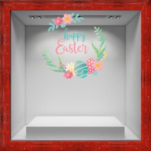Happy Easter!, Πασχαλινά, Αυτοκόλλητα βιτρίνας, 70 x 70 εκ.
