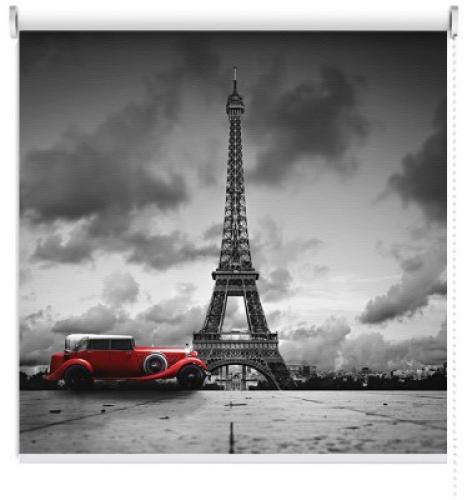 Kόκκινο αυτοκίνητο, Πύργος του Άιφελ, Πόλεις - Ταξίδια, Ρολοκουρτίνες, 113 x 89 εκ.