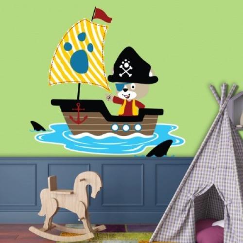 Πειρατική βάρκα, Παιδικά, Αυτοκόλλητα τοίχου, 45 x 45 εκ.