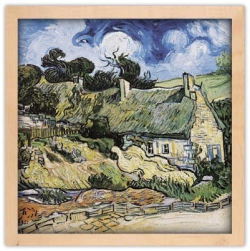 Thatched cottages at Cordeville, Vincent van Gogh, Διάσημοι ζωγράφοι, 40 x 40 εκ.