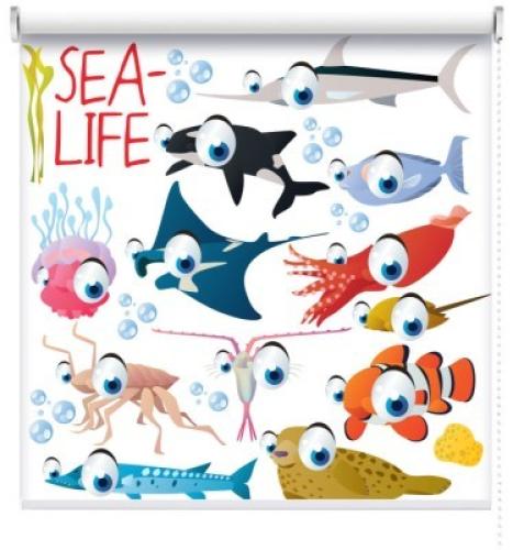 Ζώα της Θάλασσας, Παιδικά, Ρολοκουρτίνες, 100 x 100 εκ.