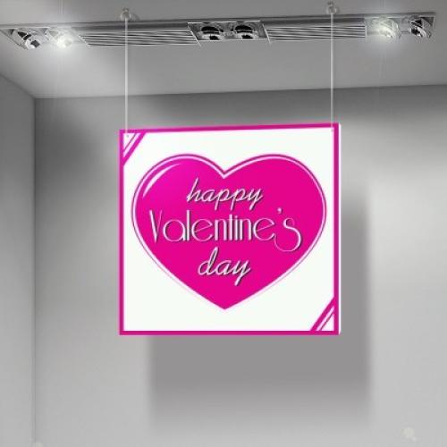 Fuchsia Happy Valentines Day, Αγίου Βαλεντίνου, Καρτολίνες κρεμαστές, 50X50