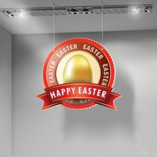 Gold egg Happy Easter, Πασχαλινά, Καρτολίνες κρεμαστές, 50Χ43