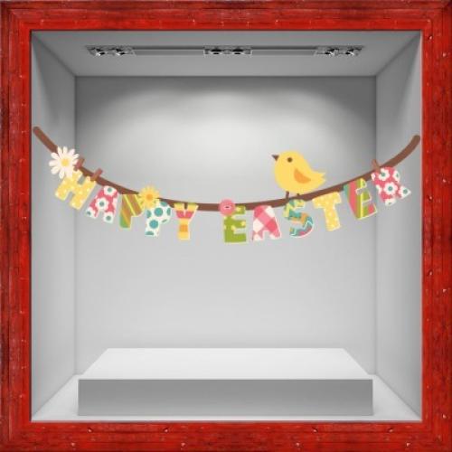 Happy Easter Fiesta, Πασχαλινά, Αυτοκόλλητα βιτρίνας, 119 x 36 εκ.