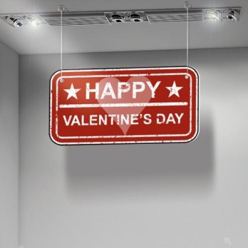 Happy Valentine's Day, Αγίου Βαλεντίνου, Καρτολίνες κρεμαστές, 50x25 cm