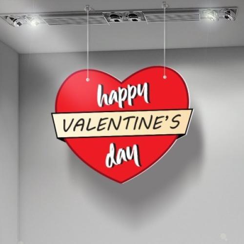 Happy Valentine's Day Heart, Αγίου Βαλεντίνου, Καρτολίνες κρεμαστές, 50x41 cm