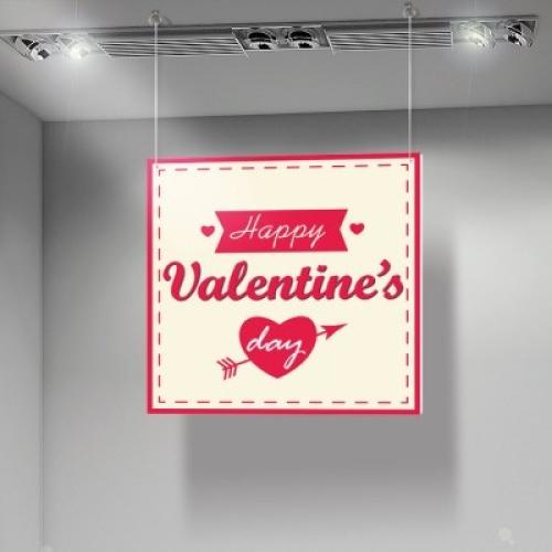 Happy Valentines Day heart with arrow, Αγίου Βαλεντίνου, Καρτολίνες κρεμαστές, 50X50