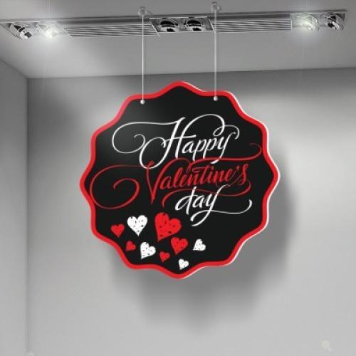 Happy Valentine's Day red black, Αγίου Βαλεντίνου, Καρτολίνες κρεμαστές, 50x50 cm