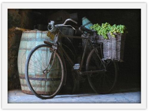 Ποδήλατο με σταφύλια, Φαγητό, Πίνακες σε καμβά, 30 x 20 εκ.