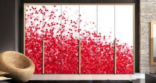 Πολύ μικρά κόκκινα σωματίδια στο υγρό., Φόντο - Τοίχοι, Αυτοκόλλητα ντουλάπας, 120 x 92 εκ.