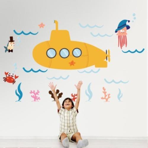 Υποβρύχιο στον βυθό, Παιδικά, Αυτοκόλλητα τοίχου, 120 x 75 εκ.