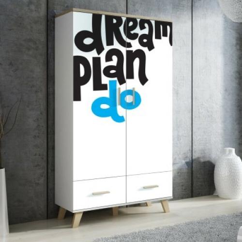 Dream Plan Do, Φράσεις, Αυτοκόλλητα ντουλάπας, 100 x 100 εκ.