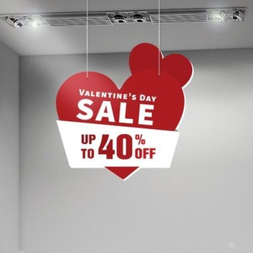 Heart Valentine's Day 40% Off, Αγίου Βαλεντίνου, Καρτολίνες κρεμαστές, 50 x 50 εκ.