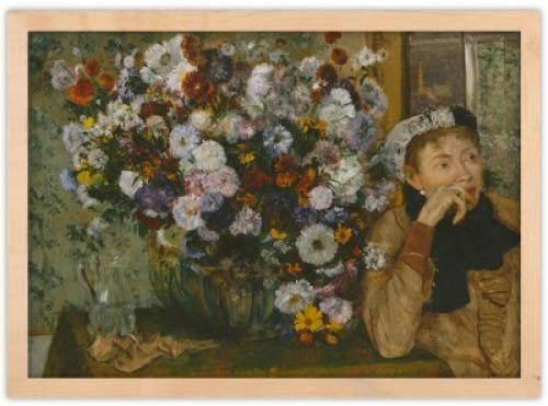 A Woman Seated beside a Vase of Flowers, Edgar Degas, Διάσημοι ζωγράφοι, 30 x 20 εκ. Ύφασμα | Mediatex® Botticelli
