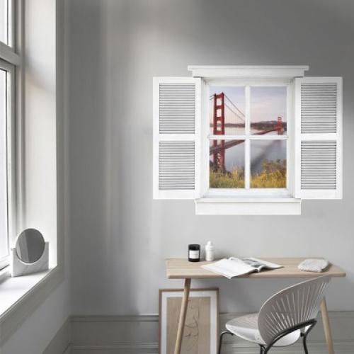 Γέφυρα του San Francisco, 3D - Τρισδιάστατα, Αυτοκόλλητα τοίχου, 60 x 47 εκ.