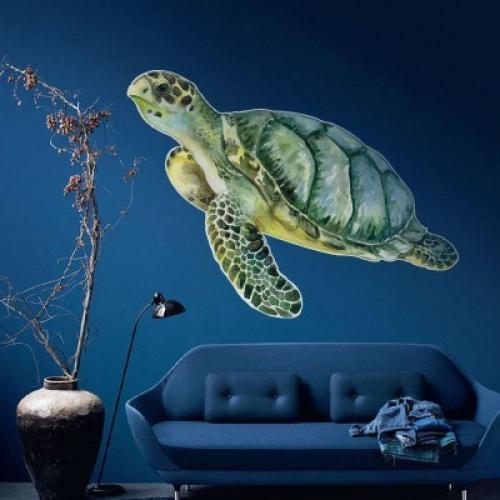 Θαλάσσια χελώνα κολυμπάει, Ναυτικά, Αυτοκόλλητα τοίχου, 80 x 60 εκ.