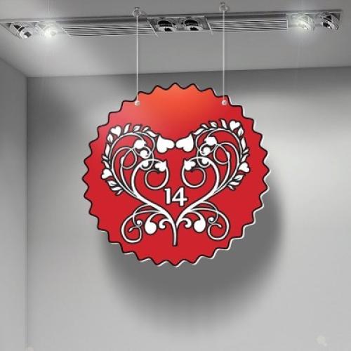 February 14 red, Αγίου Βαλεντίνου, Καρτολίνες κρεμαστές, 50x50 cm