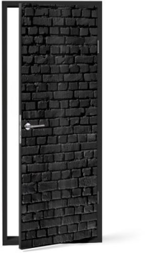 Φόντο με Μαύρα Τούβλα, Φόντο - Τοίχοι, Αυτοκόλλητα πόρτας, 60 x 170 εκ.