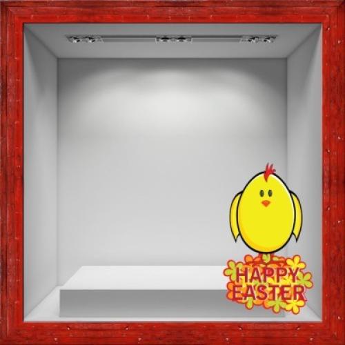 Happy Easter chick, Πασχαλινά, Αυτοκόλλητα βιτρίνας, 37 x 62 εκ.