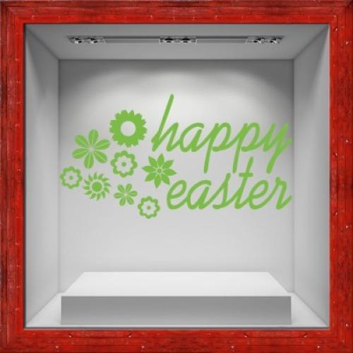 Happy Easter Flowers, Πασχαλινά, Αυτοκόλλητα βιτρίνας, 79 x 42 εκ.