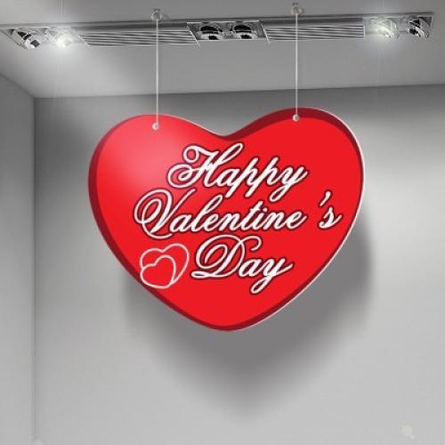 Happy Valentine's Day red heart, Αγίου Βαλεντίνου, Καρτολίνες κρεμαστές, 50x41 cm