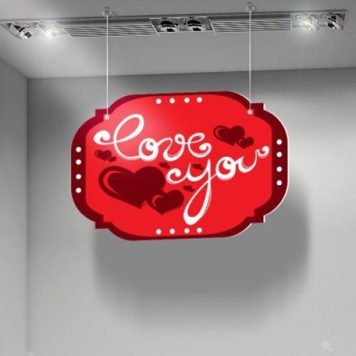 Love you, Αγίου Βαλεντίνου, Καρτολίνες κρεμαστές, 50x33 cm