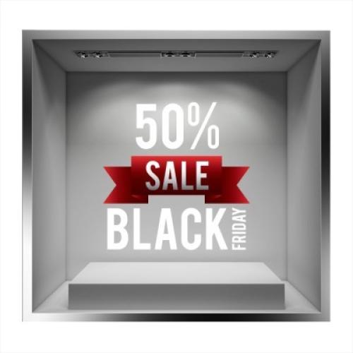 50% Black Friday Sale, Εκπτωτικά, Αυτοκόλλητα βιτρίνας, 50 x 50 εκ.