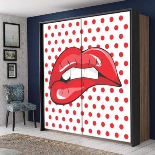 Κόκκινα Χείλη, Κόμικς, Αυτοκόλλητα ντουλάπας, 100 x 100 εκ.