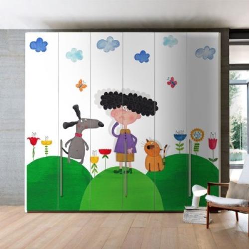 Πολύχρωμη φύση, Παιδικά, Αυτοκόλλητα ντουλάπας, 110 x 97 εκ.