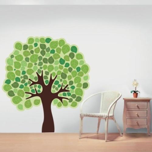 Πράσινο δέντρο, Δέντρα - Λουλούδια, Αυτοκόλλητα τοίχου, 70 x 76 εκ.