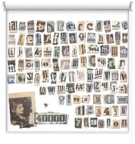 Ρετρό αλφάβητο, Vintage, Ρολοκουρτίνες, 104 x 96 εκ.