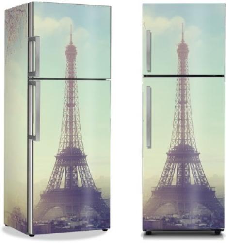 Θέα στο Παρίσι, Vintage, Αυτοκόλλητα ψυγείου, 50 x 85 εκ.