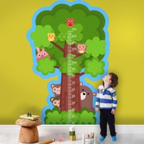 Ζωάκια με δέντρο, Αναστημόμετρα, Αυτοκόλλητα τοίχου, 125x192cm
