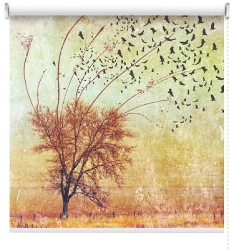 Δέντρο με πουλιά, Vintage, Ρολοκουρτίνες, 90 x 111 εκ.