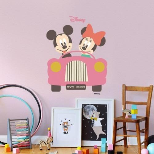 Minnie & Mickey Mouse σε αμαξάκι, Παιδικά, Αυτοκόλλητα τοίχου, 45 x 50 εκ.