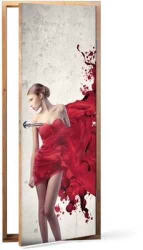 Κόκκινο φόρεμα, Διάφορα, Αυτοκόλλητα πόρτας, 60 x 170 εκ.