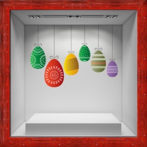 Κρεμαστά αυγά, Πασχαλινά, Αυτοκόλλητα βιτρίνας, 47 x 45 εκ.