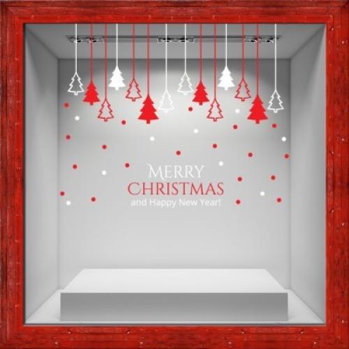 Merry Christmas Tree, Χριστουγεννιάτικα, Αυτοκόλλητα βιτρίνας, 100 x 80 εκ.