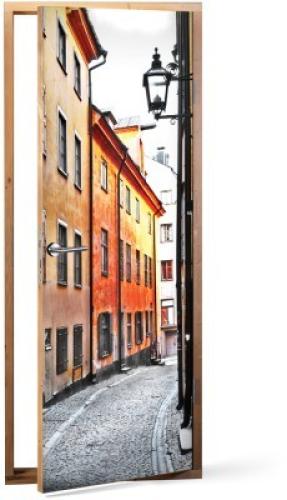 Παλιά πόλη, Στοκχόλμη, Vintage, Αυτοκόλλητα πόρτας, 60 x 170 εκ.