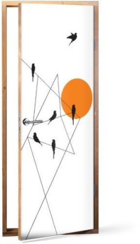 Χελιδόνια, Line Art, Αυτοκόλλητα πόρτας, 60 x 170 εκ.