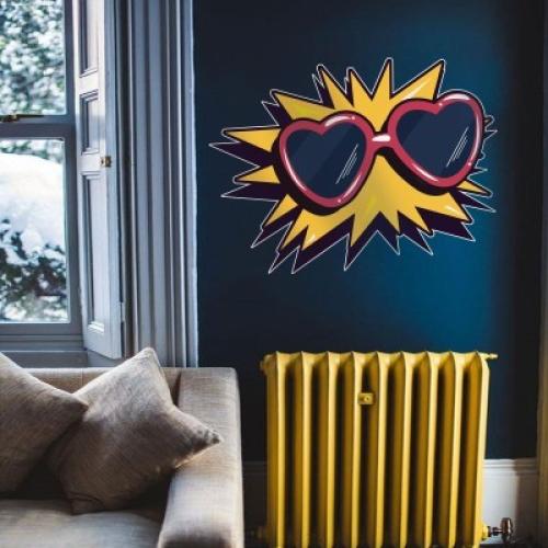 Γυαλιά ηλίου σε σχήμα καρδιάς, Κόμικς, Αυτοκόλλητα τοίχου, 100 x 75 εκ.