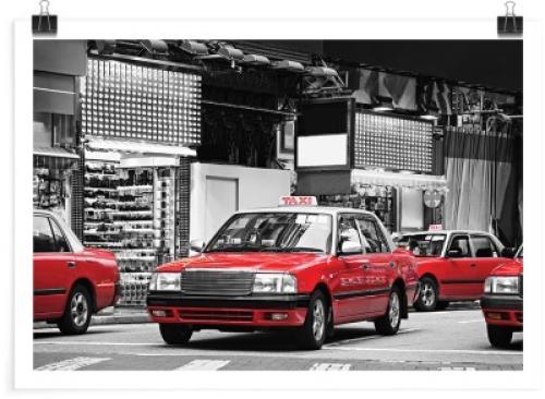 Κόκκινα ταξί στο Χονγκ Κονγκ, Πόλεις - Ταξίδια, Πόστερ, 30 x 20 εκ.